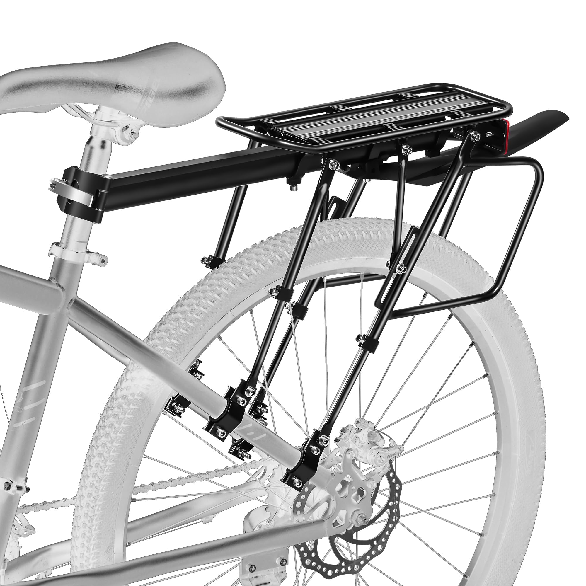 Set portapacchi bici posteriore [24-29"] – Portapacchi Posteriore per bici con capacità di carico 100 KG, parafango e riflettore grande, supporto con sgancio rapido per mountain bike e bici da corsa