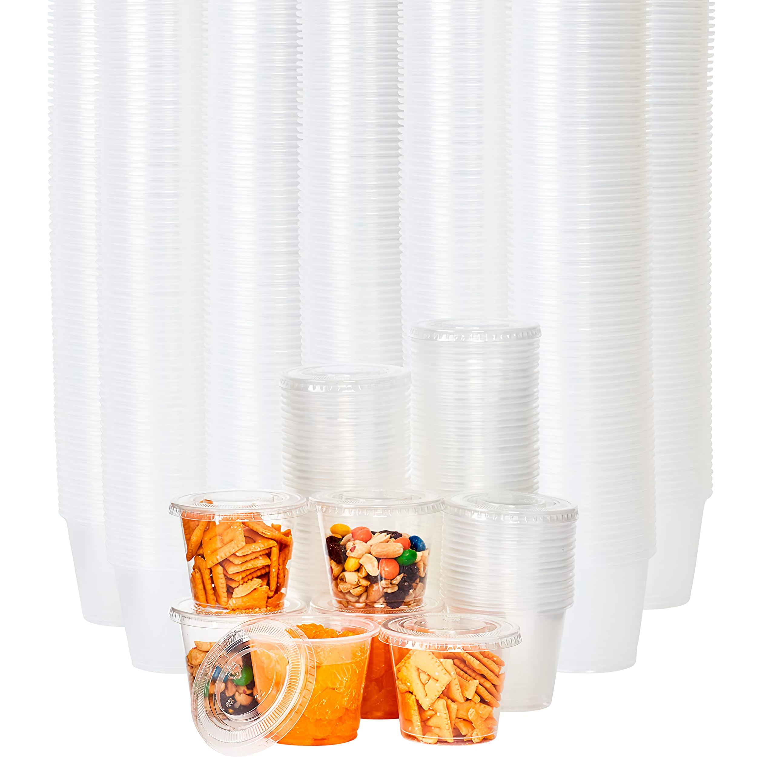 Leakproof BPA-Free 5.5oz Souffle Cups and Lids 500Pk. Stackable Portion Containers for Sampling, Salad Dressing Sauces, Jello Shots. Plastic Food Prep