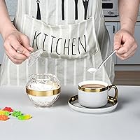Vista 5 de Azucarero acrílico transparente con tapa y cuchara, contenedor de azúcar de 10 onzas para accesorios de cafetería, tarro de azúcar (chapado en oro)