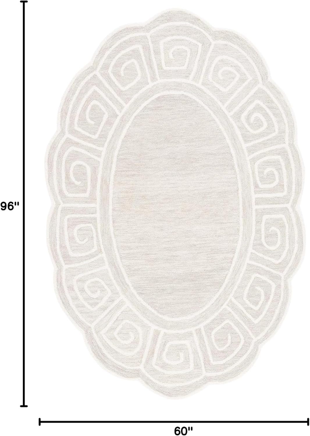 SAFAVIEH Novelty Collection Area Rug - 5' x 8' Oval, Beige & Ivory, Handmade Wool, Greek Key Border Design, Ideal for High Traffic Areas in Living Room, Bedroom, Dining (NOV109B-5OV)