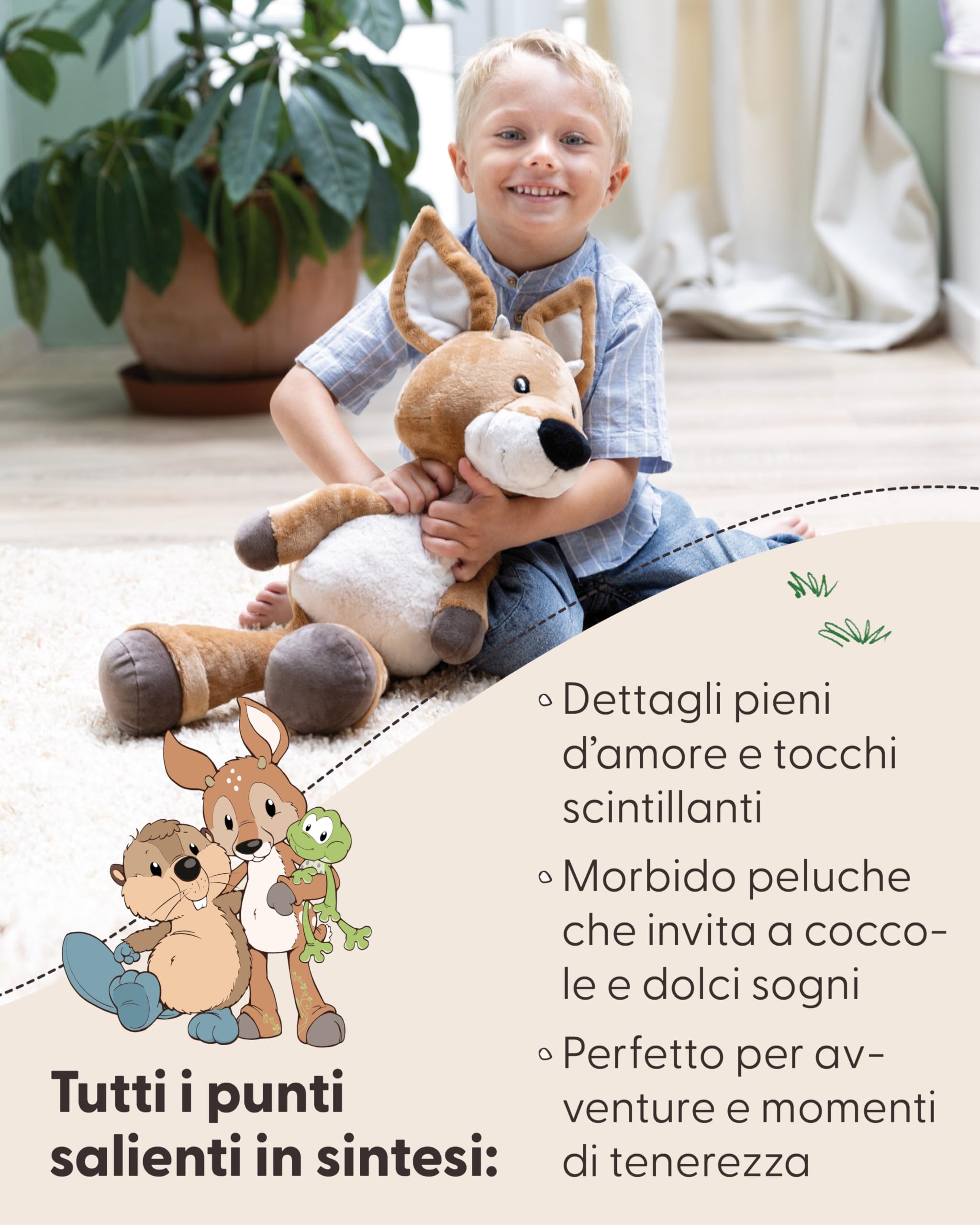 NICI 62274 René Roebuck Capriolo di peluche, morbido, tenero pupazzo per coccole e giochi, per adulti e bambini, 50 cm, marrone