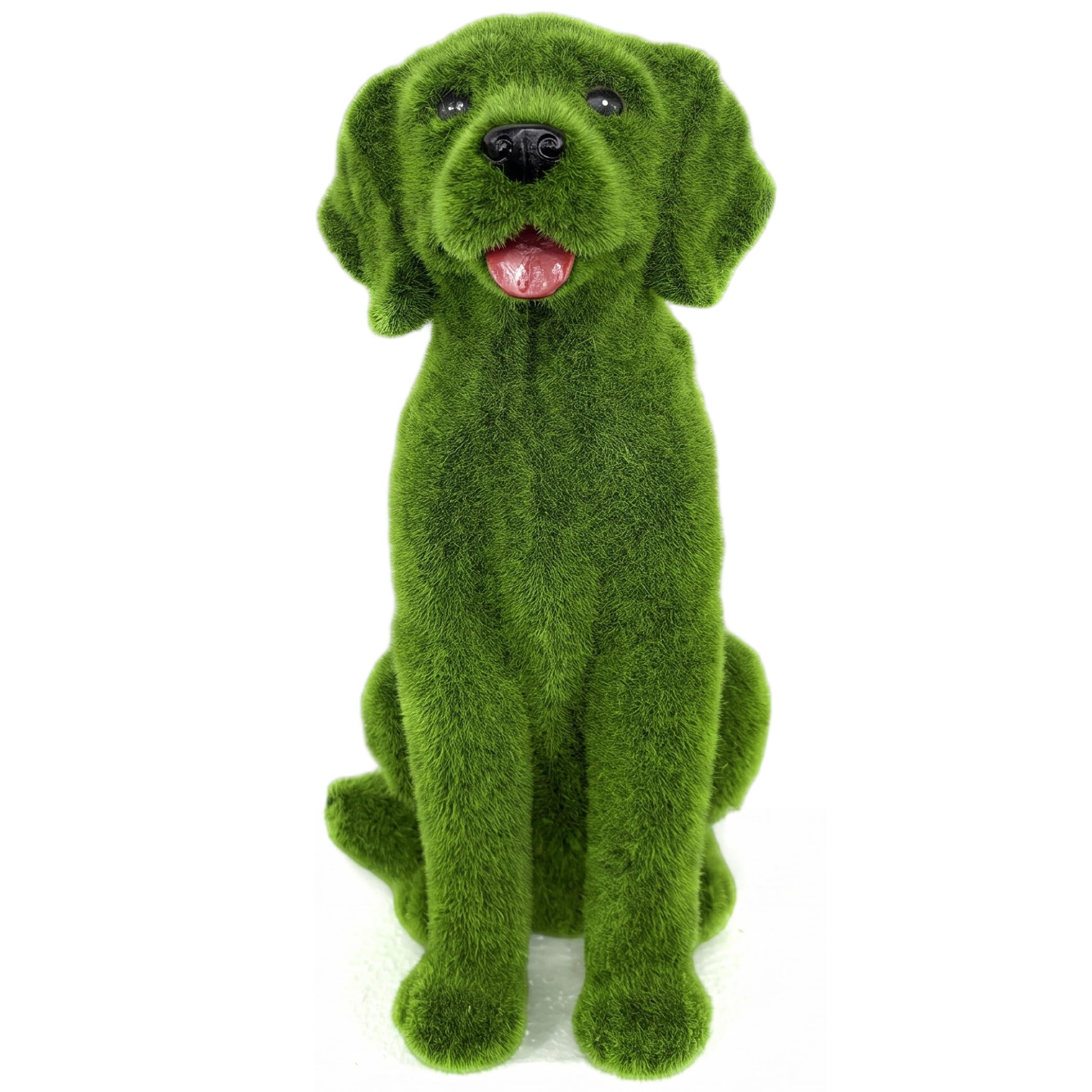 Otbushit Flocked Resin Golden Retriever Topiary Dog Garden Statue, Realistic Outdoor Yard Decor (Green Flocking Style 1)