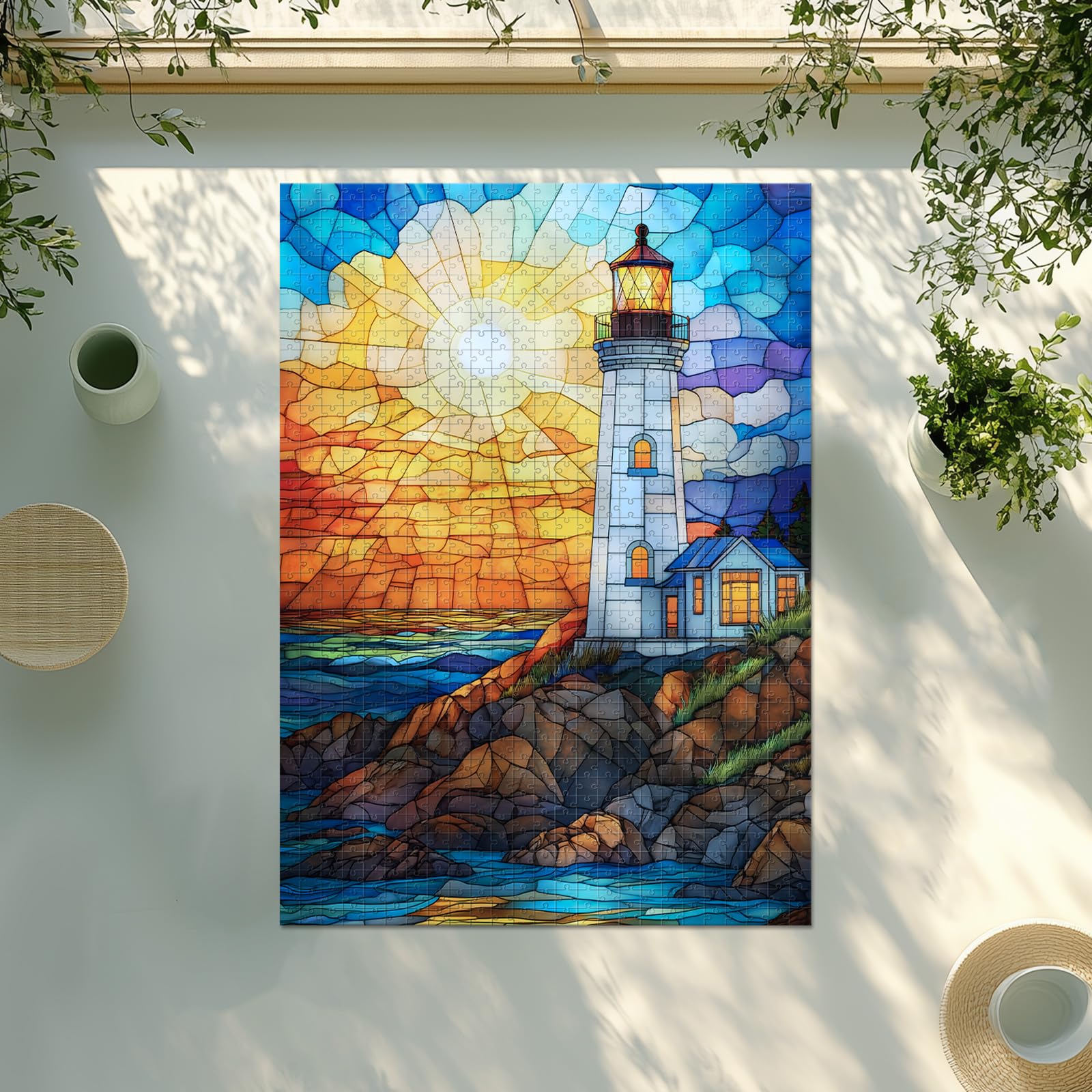 Puzzle coloré en vitrail – Puzzle Impossible de 1000 pièces pour Adultes – Puzzle d'aventure (50 x 70,1 cm)