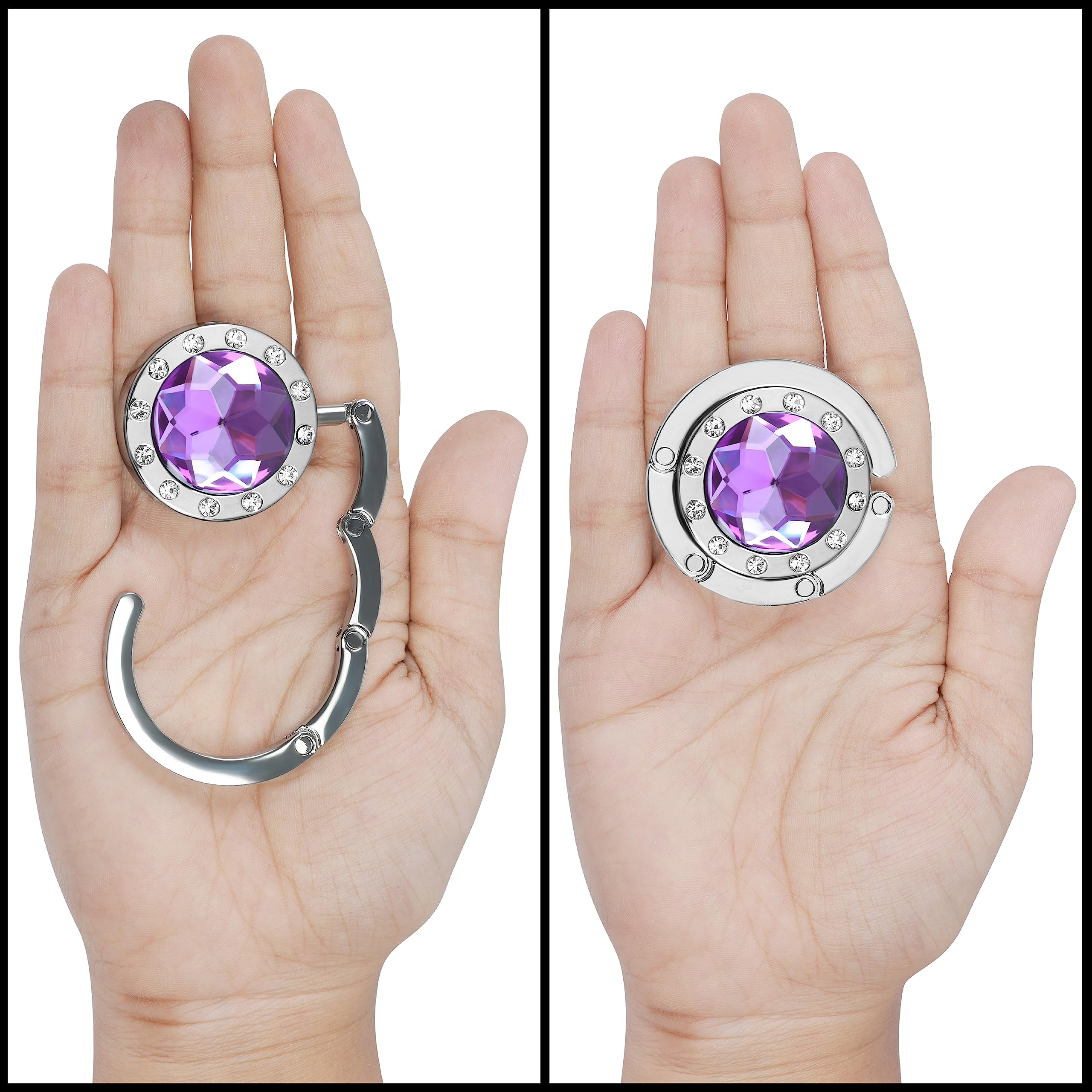 Kurtzy 6-Pak Draagbare Handtas Hangers - Zilver Opvouwbare Tas/Beurs Haken - Metalen Opvouwbare Tas Houders Voor Opslag, Tafels/Bureaus, Restaurants, Kantoor, Bars, koffiebar - Geschenk voor Vrouwen