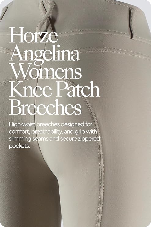 HORZE Angelina Knee Patch Riding Breeches for Women, Comfortable Design