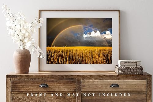 Miniatura 4 de Great Plains Photography Print (Not Framed) Picture of Double Rainbow Over Golden Wheat Field on Stormy Spring Day in Kansas Western Sky Wall Art