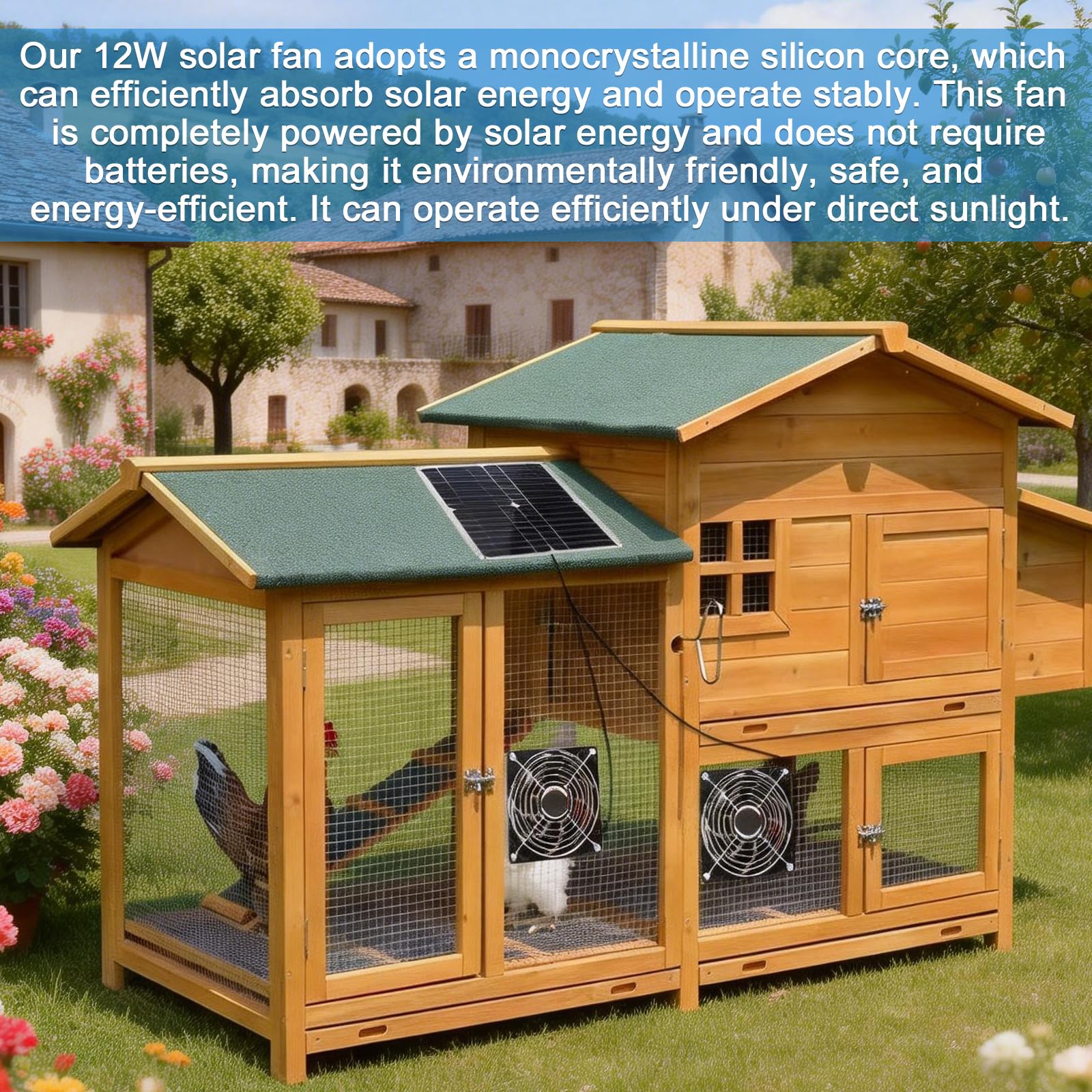 PORFOYO Kit Ventilateur Solaire 12W Double Ventilateur d'Échappement