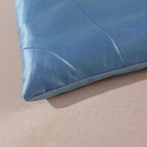 Miniatura 4 de Beyeutao Juego de edredón de satén jacquard tamaño King, funda de edredón 2 en 1, juego de ropa de cama jacquard azul, diseño de cachemira damasco,