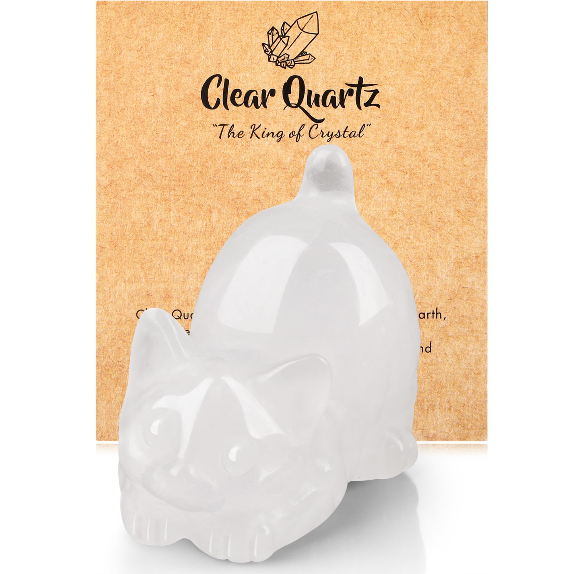 GUJOXILA 2" Clear Quartz Crystal Cat Ornaments Cat Gifts for Cat Lover — image 1