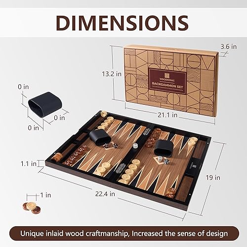 Miniatura 2 de Juego de backgammon de madera para adultos Estuche clásico de juego de mesa de 19 pulgadas Juego de backgammon plegable premium con piezas de