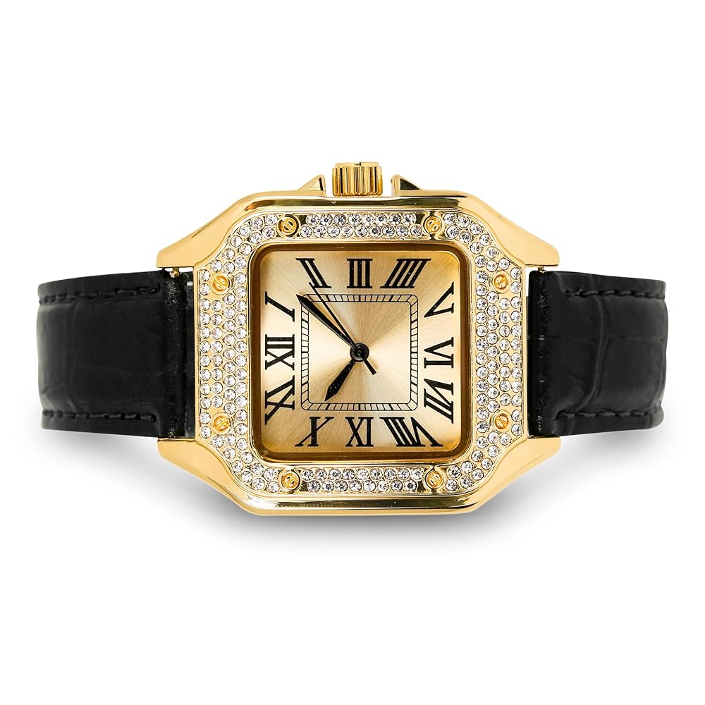 agete✨ Classic Square Face Watch Diamond Techno Pave Men's 45mm Square Iced Diamond Watch - Fully