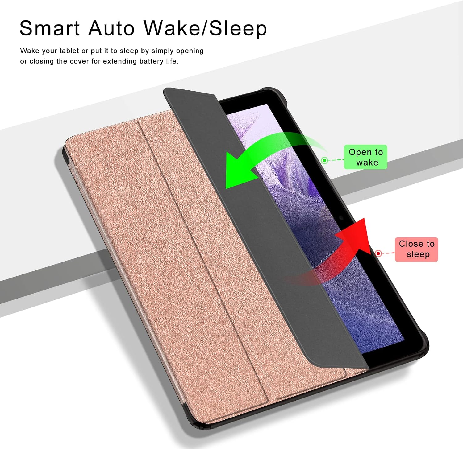 Janmitta Tablet Case for Samsung Galaxy Tab S8+/S7 FE/S7 Plus 12.4 Inch,Ultra Light Slim Fit Shockproof Trifold Stand Protective Cover with Smart Auto Wake/Sleep,2022 Rose Gold