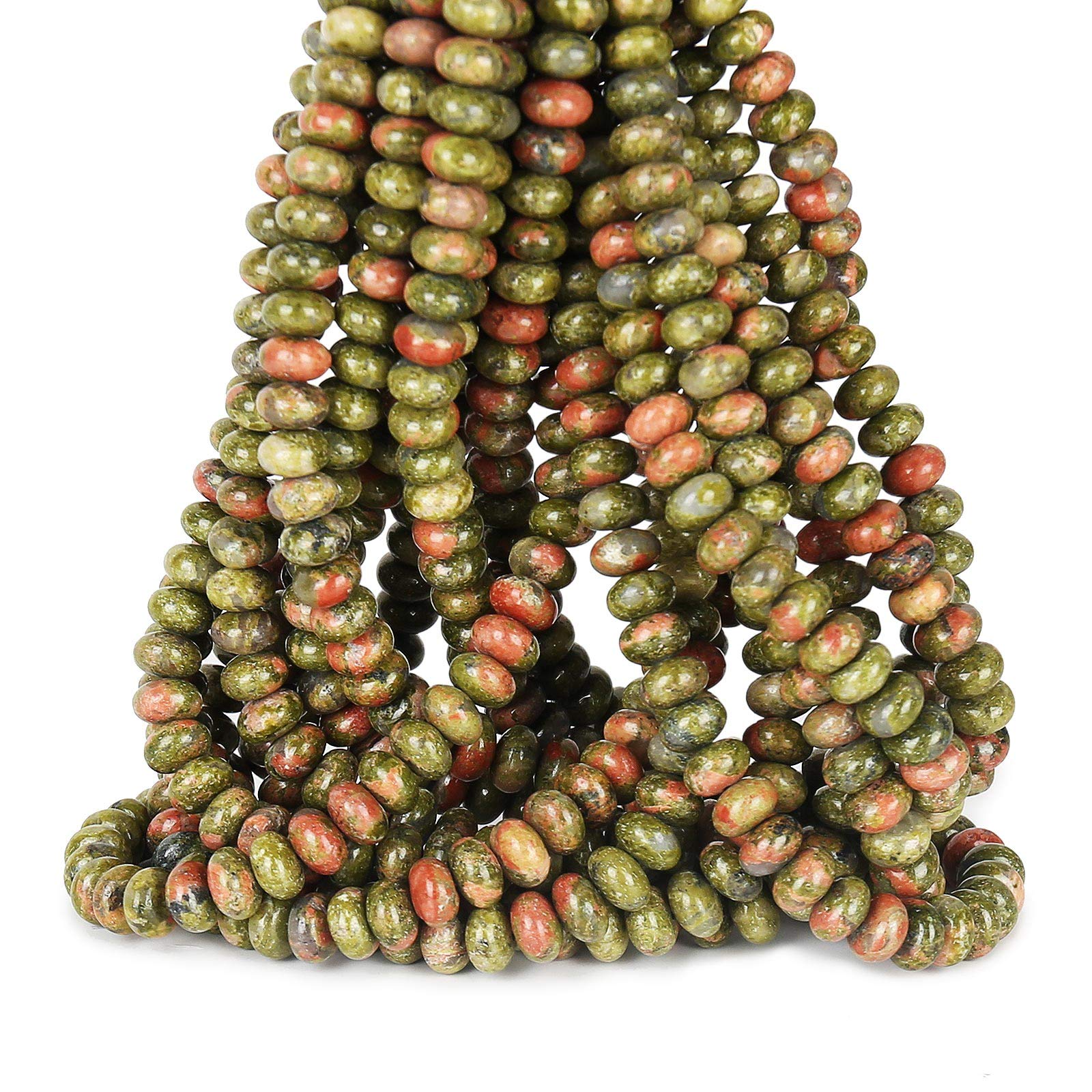 ICAI Beads 5x8mm Unakite Natural Jasper Stone Spacer Loose Beads for Jewelry Making DIY Crafts Design 1 Strand 15" APPR