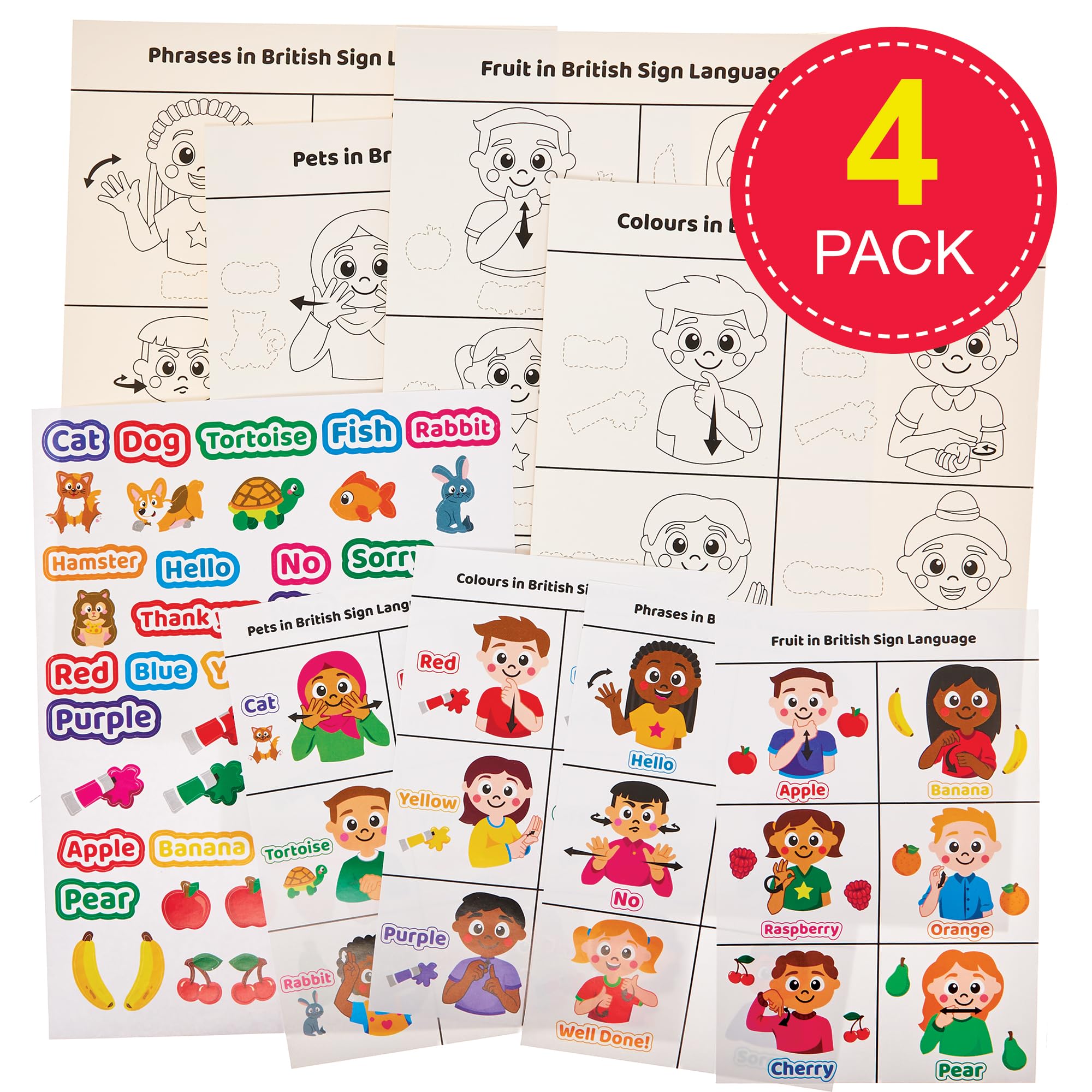 Baker Ross FN117 Learn Sign Language Sticker Scenes - Pack of 4, STEM Teaching Learning Aids for Schools and Classrooms - Image 2