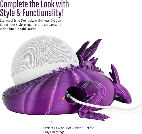 Miniatura 3 de Costume Wizard Soporte Dragon para Echo Dot 4ª/5ª generación, 3D impreso Dragon Yaxa Echo Altavoces de escritorio, soporte para Echo Dot 5ª