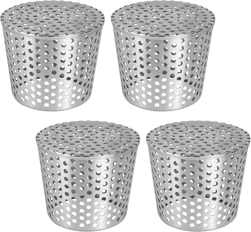 lalago 4 Pièces Crapaudine de Gouttière Grille 90-110mm, Gouttière Anti Feuilles Filtre de Descentes en Acier Inoxydable, Grilles de Drainage pour Maison Avant-Toit Fossé Égout