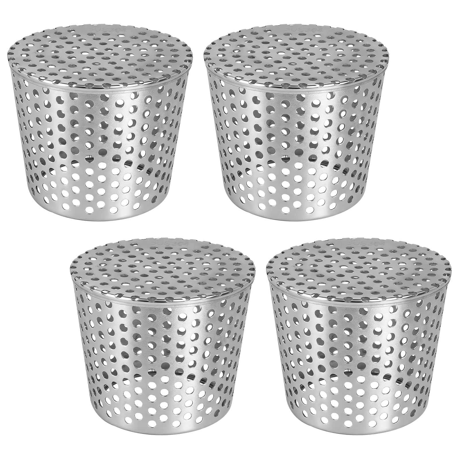 lalago 4 Pezzi Protezione per Tubo di Scarico in Acciaio Inox 90-110mm, Filtro Griglia per Grondaia, Protezione dalle Foglie per Pluviale Esterno, Griglia Terrazzo per Tetto Piano Iltrare Foglie Rami