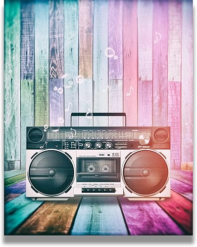Govivo Reproductor de cinta de cassette vintage Boombox - Decoración de pared con tecnología retro - Decoración de pared retro de los años 80 y 90 -