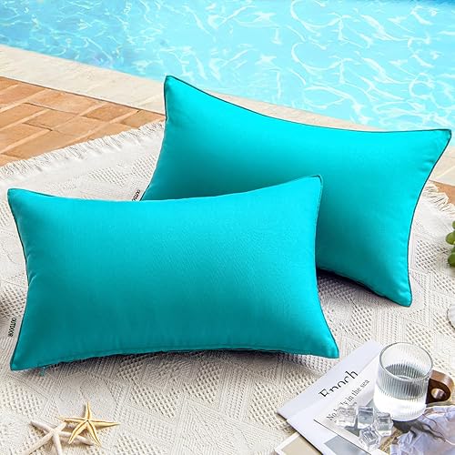 Vista 55 de Miulee - Paquete de 2 fundas decorativas para cojines, para usar en exteriores, impermeables, cuadradas, para jardín, patio, tienda de campaña