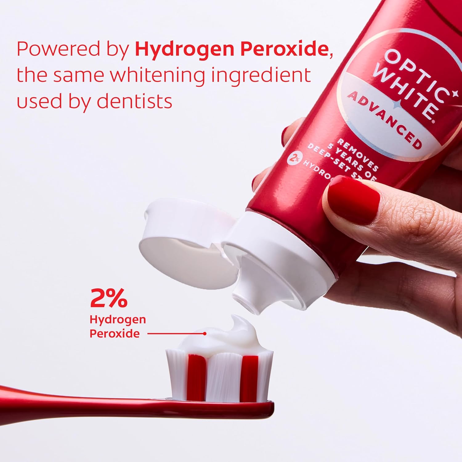 Colgate Optic White Advanced Sparkling White Toothpaste with 2% Hydrogen Peroxide and Fluoride, Teeth Whitening Toothpaste, Deep-Set Stain Remover, Mint Flavor, 2 Pack, 4.5 OZ