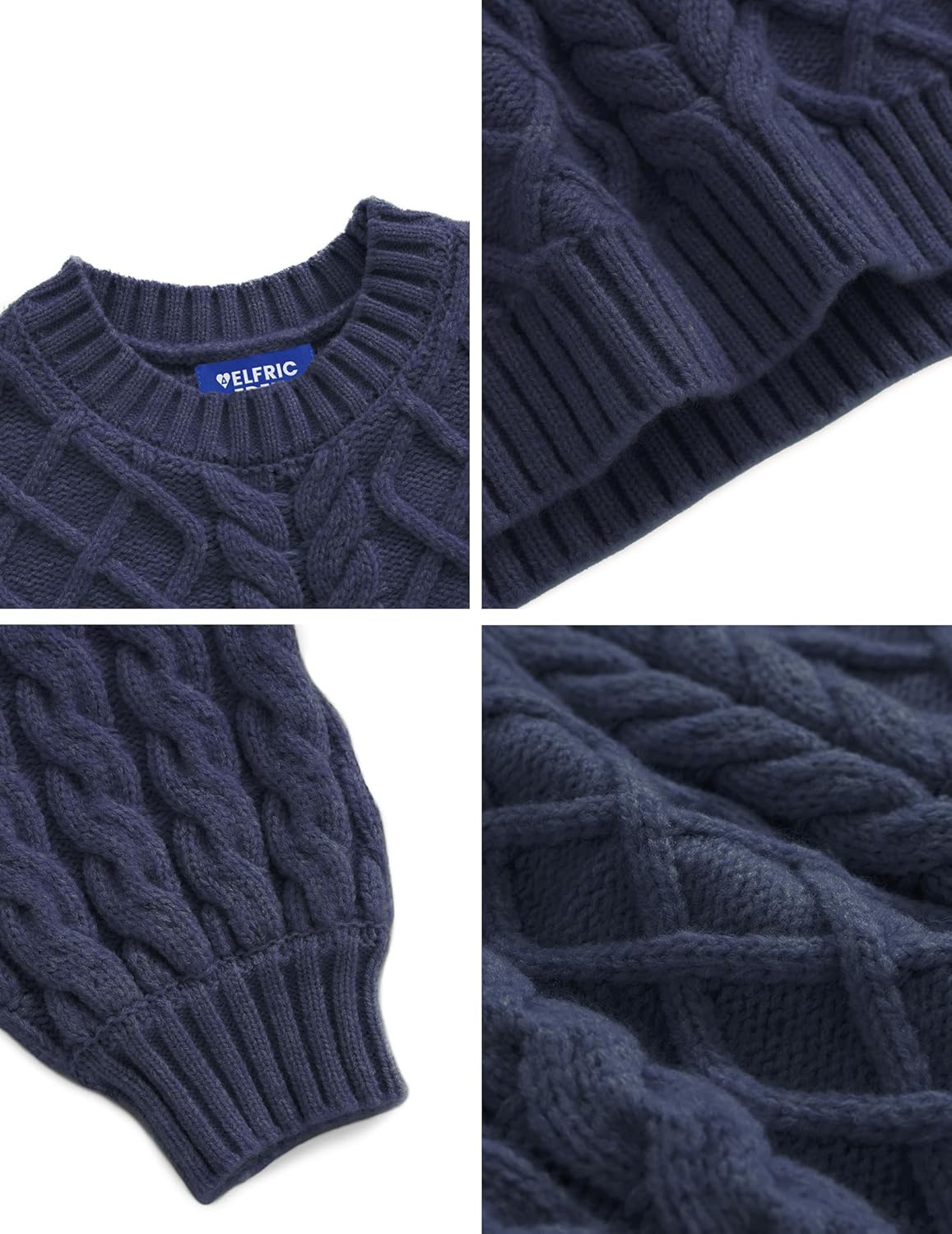 Aelfric Eden Womens Oversized Sweaters 2025 Cable Knit Chunky Sweater Lantern Sleeve Crewneck Pullover Loose Outfits - Image 3