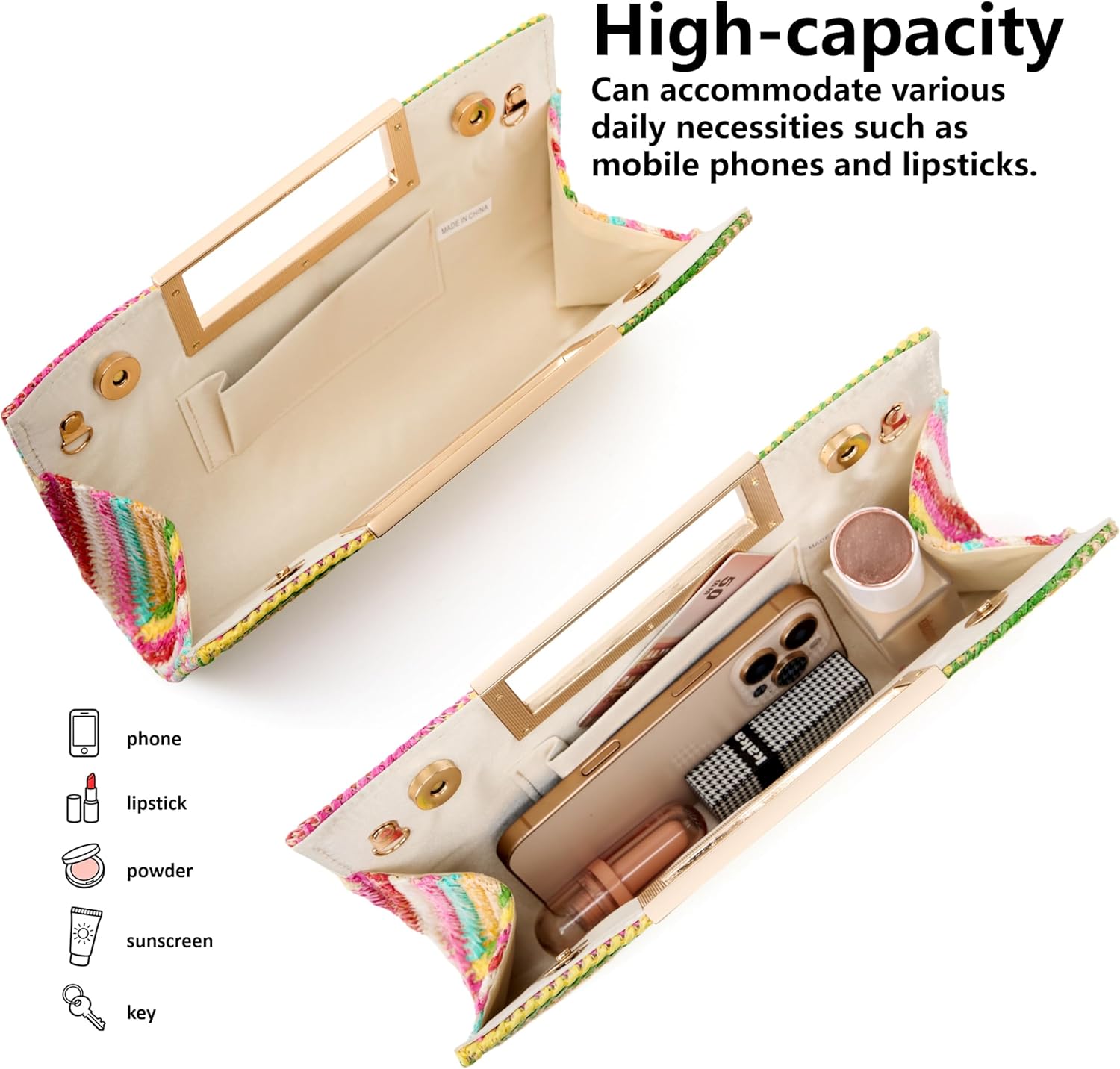 Gurina Evening Clutch Purses for Women Formal Party Clutch Bags Cocktail Prom Fashion PU Leather Shoulder Handbags