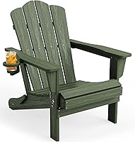 Vista 72 de Juego de sillas Adirondack plegables KINGYES de 2, Silla plegable Adirondack de HDPE para todo clima, Café