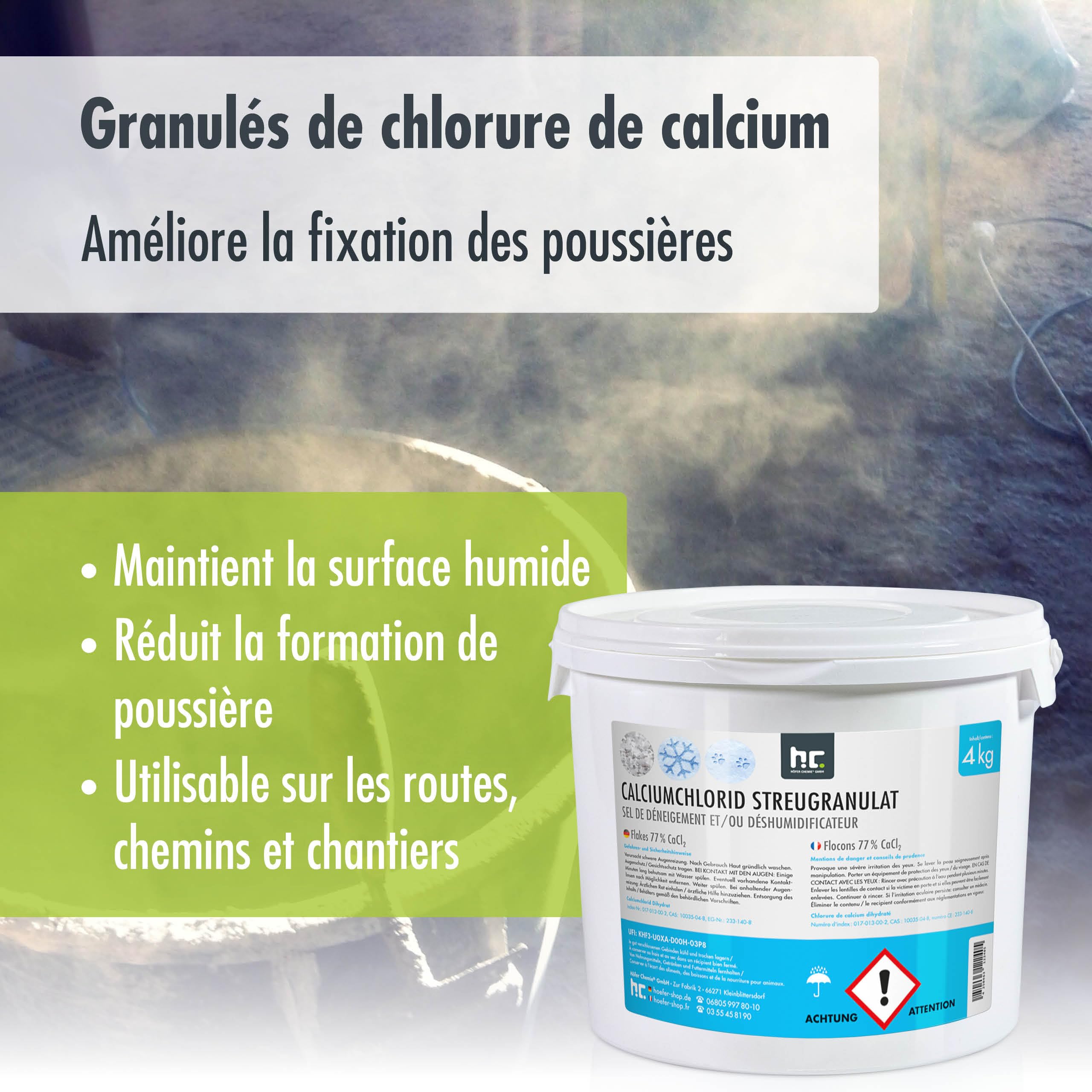 Höfer Chemie 4 kg Granulés de chlorure de calcium et déshumidificateur, très efficaces