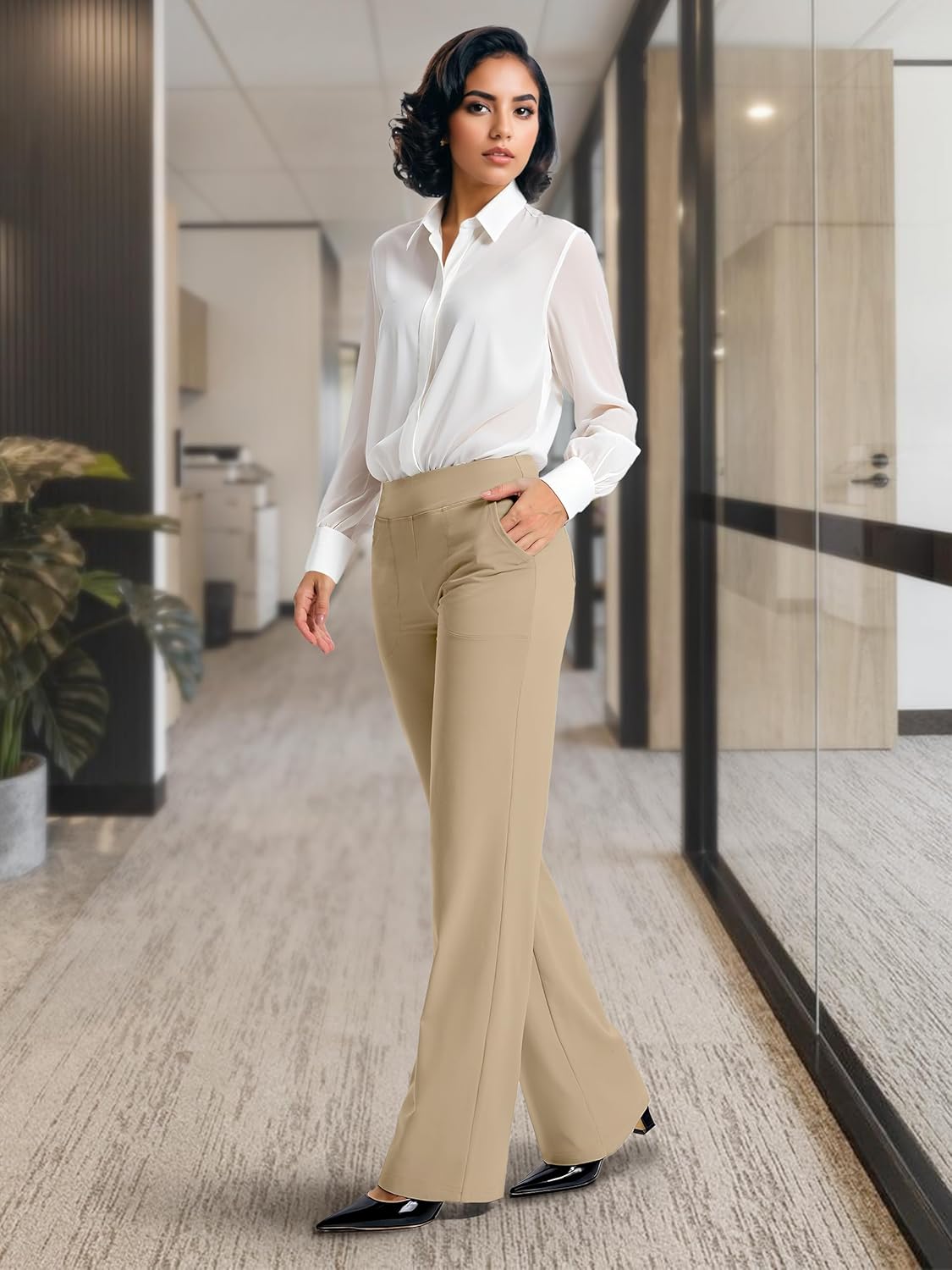 SEVEGO Tall Women's 32/34/36 Inseam Wide Leg Yoga Pants High Waist Stretch Dress Casual Long Sweatpants with Pockets - Image 8