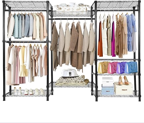 Whitmor Armario portátil, sistema de perchero resistente, organizadores independientes y estante de almacenamiento para colgar ropa, 69 pulgadas de