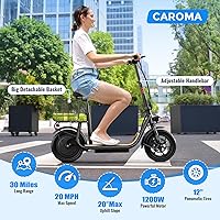 Vista 88 de Caroma Electric Scooter with Seat, Max 30 Miles Range&20MPH Speed, Peak 800/1200W Motor, Foldable Electric Scooter for Adults and Teens, Commuter E