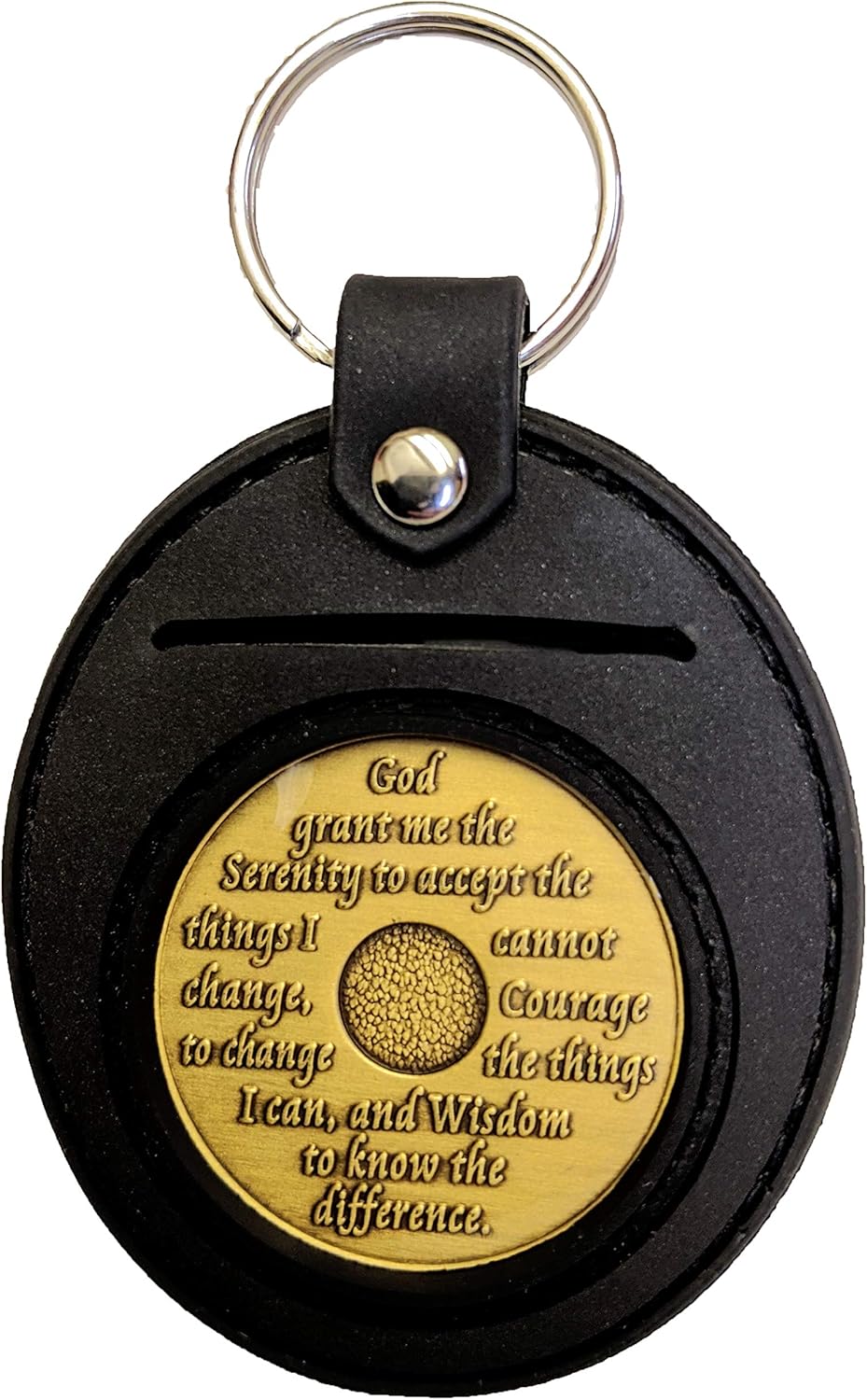 Set of Bronze AA Coins and Keychain Holder | Sobriety Chips for Month 1-11, 1 Year, 24-Hour | Sober Recovery Gift of AA Medallions with Serenity Prayer | Alcoholics Anonymous, Celebrate Recovery, NA