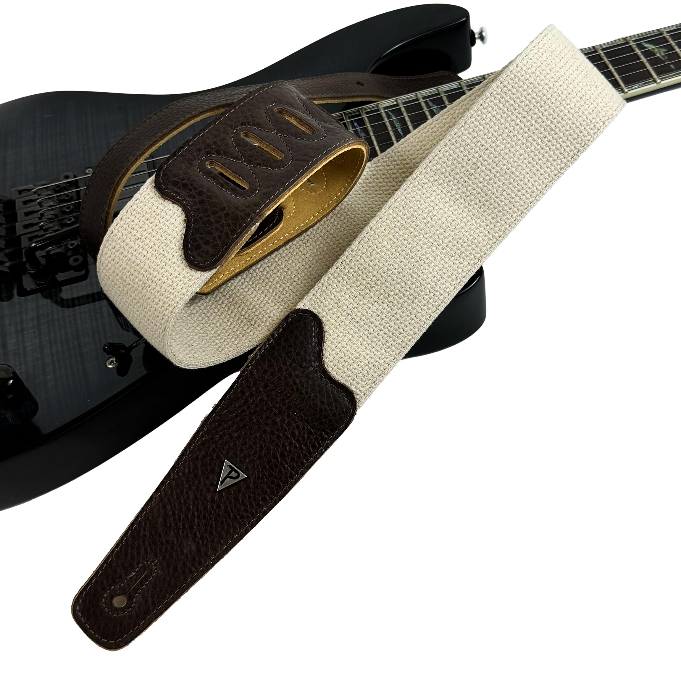 Perri's Leathers Ltd., Doubled Cotton Webbing with Suede/Leather Ends Guitar Strap, Adjustable Length, for Electric Acoustic - Image 3