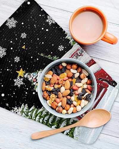 Miniatura 3 de Artwork Store 2 Packs Kitchen Towel Cotton Waffle Weave, Truck Xmas Tree Snowflake Christmas Absorbent Quick Drying Dish Cloths for Kitchen Living