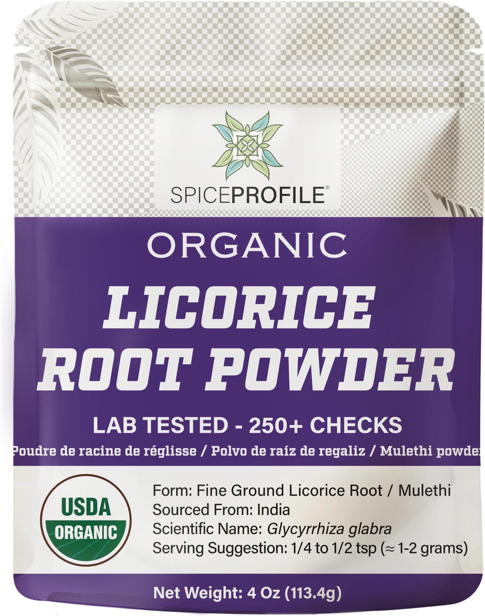 USDA Organic Licorice Root Powder, Lab Tested for Heavy Metals, Resealable 4oz Pouch, Mulethi, Regaliz en Polvo