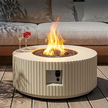 36 Outdoor Round Propane Fire Pit Table Concrete