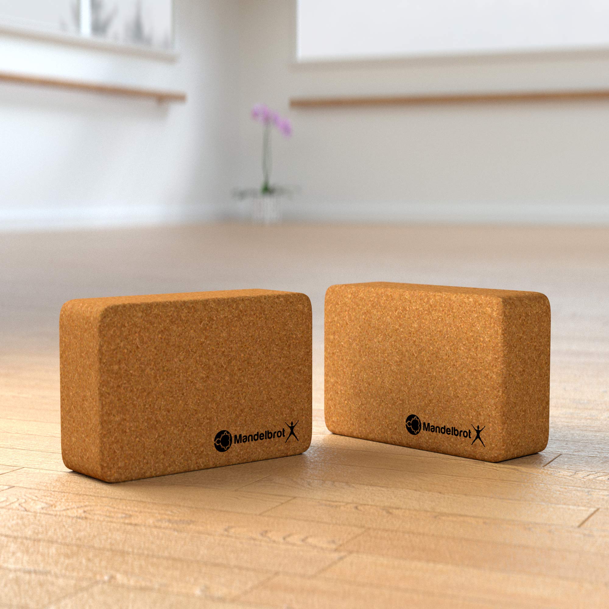 Yoga-Block, 2er Pack Korkblöcke, umweltfreundlich, nachhaltig, schlankes Design für Yoga, Pilates, Stärke, Balance und Flexibilität – 7,6 x 15,2 cm x 9 cm