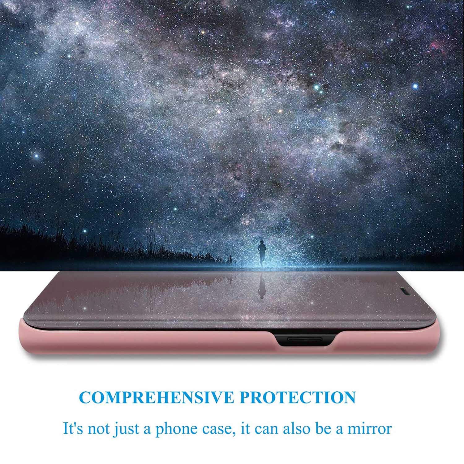 HAOYE Cover Con Specchio Per Xiaomi Redmi Note 12 (4G) – Custodia Flip Smart View Con Supporto, Oro - 2