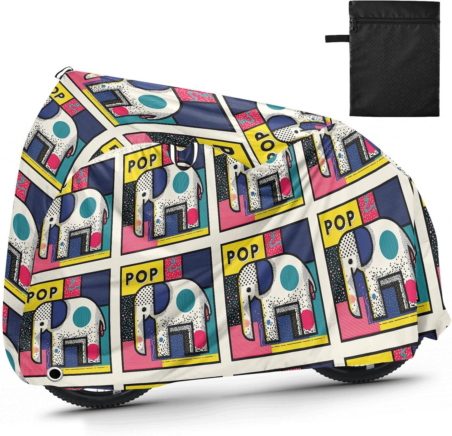 Elephants Colorful Outdoor Bike Cover Uv Resistant Motorcycle Cover Bikes Accessories