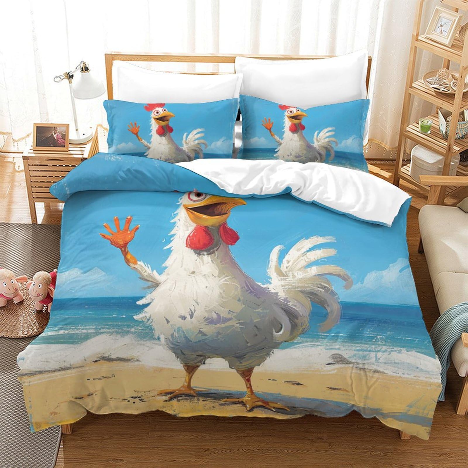 Sets de housses de couettes 3 pièces Le Coq 200x200cm microfibre anti-plis