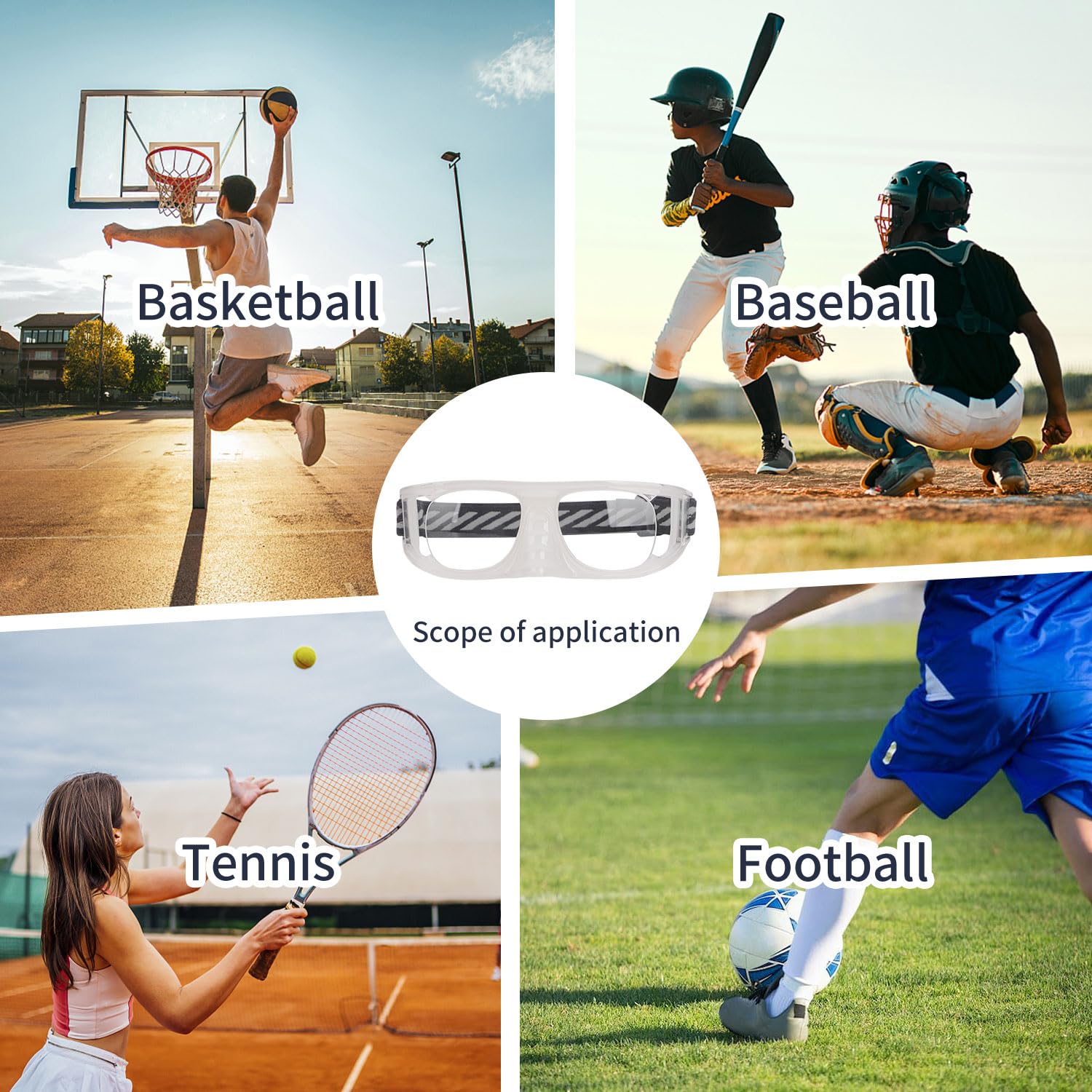 SooGree Gafas deportivas para raquetball, baloncesto, fútbol, fútbol, gafas de seguridad, lentes reemplazables