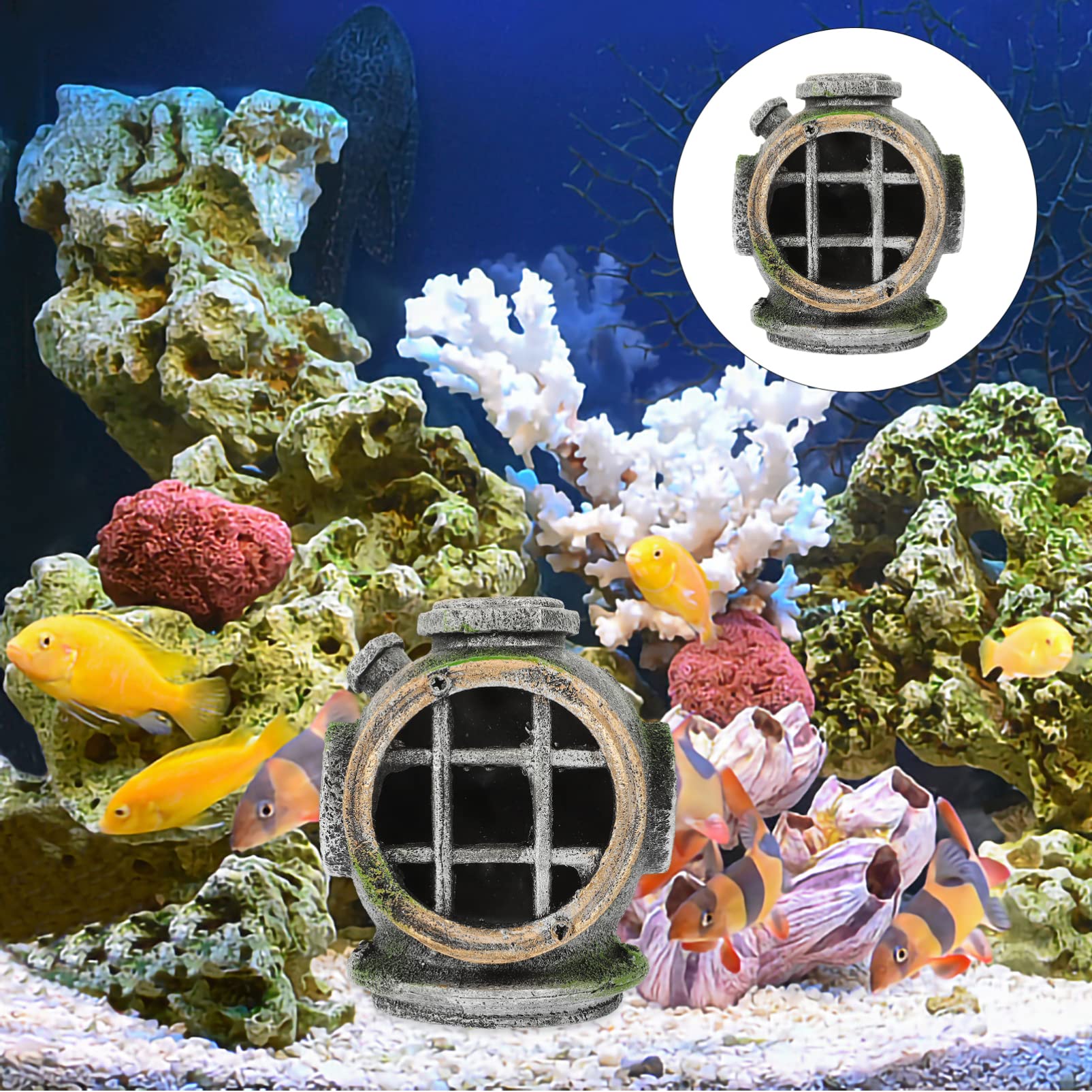 Mipcase 2 Pièces Cachette D'aquarium Quai des Tortues Filtres D'étang à Poissons Petit Habitat du Poisson Maison De Poisson Décorative Décor D'aménagement Paysager D'aquarium Résine