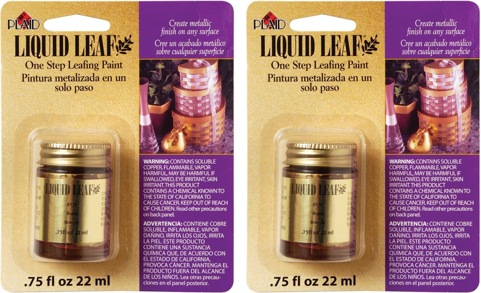 Plaid One-Step Leafing Paint Brass
