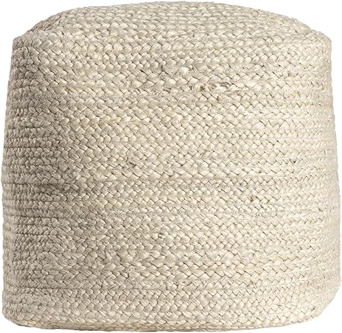 Miniatura 2 de LR Home - Puf otomano cuadrado de yute trenzado a mano para decoración del hogar, reposapiés de granja para dormitorio y sala de estar, otomana de