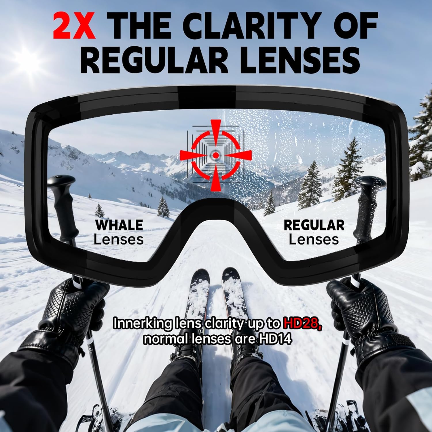 Whale Professional Ski Goggles Unisex Adult Snow Goggles Interchangeable Magnetic Replacement Lenses&Anti-Fog, Anti-UV400 - Image 4