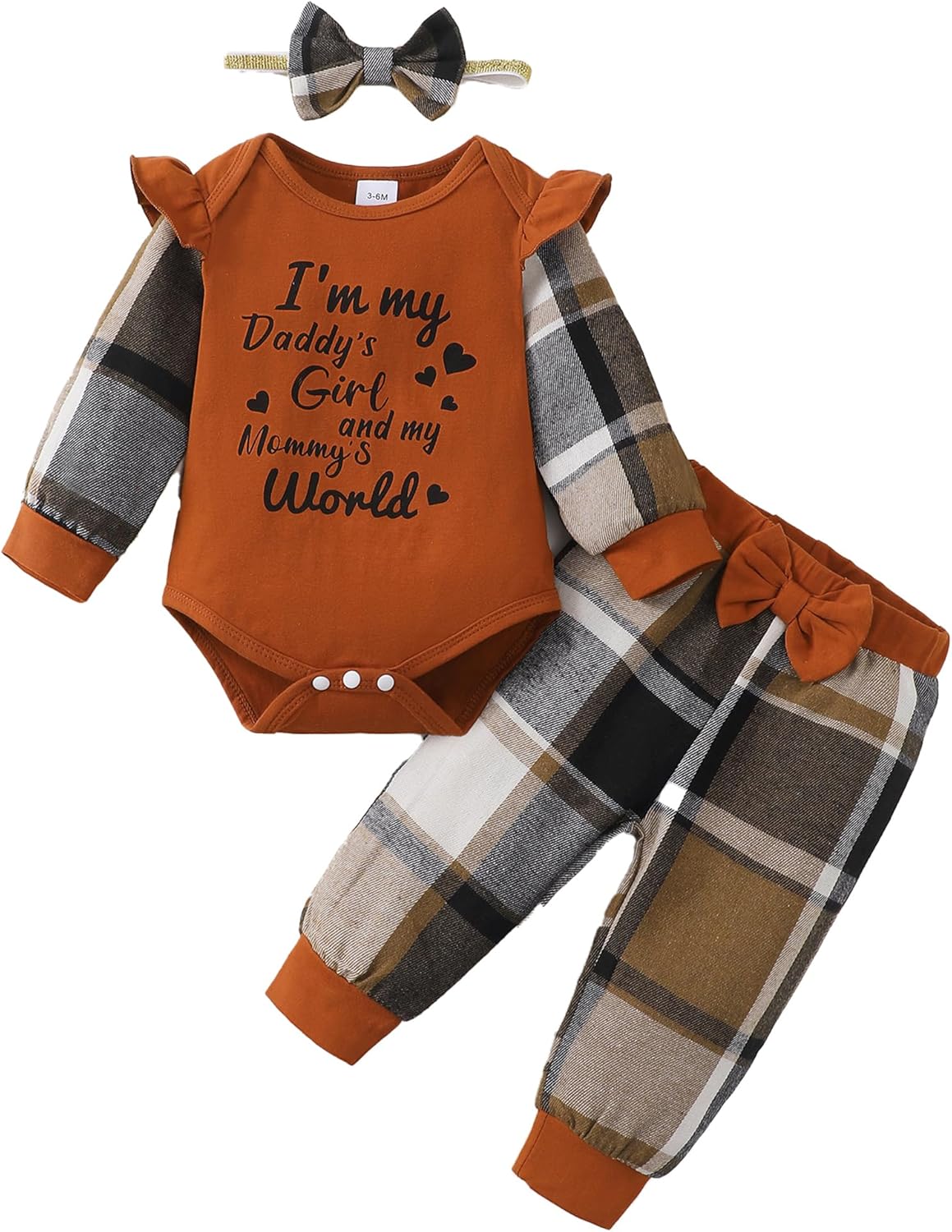 Mioglrie Newborn Baby Girl Clothes Infant Fall Outfits Color Block Pants Set Baby Clothes for Girls 0 3 6 9 12 18 Months