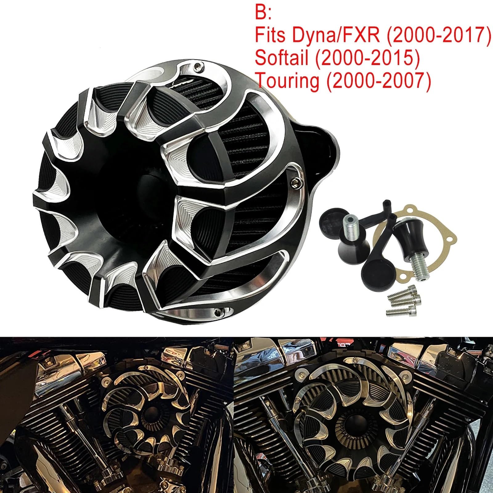 Czyszczenie wodą pod ciśnieniem‌ Zestaw filtra powietrza do motocykla Filtr powietrza dolotowego pasuje do Harley Sportster XL 883 1200 M8 Touring Glide Trike Softail Dyna