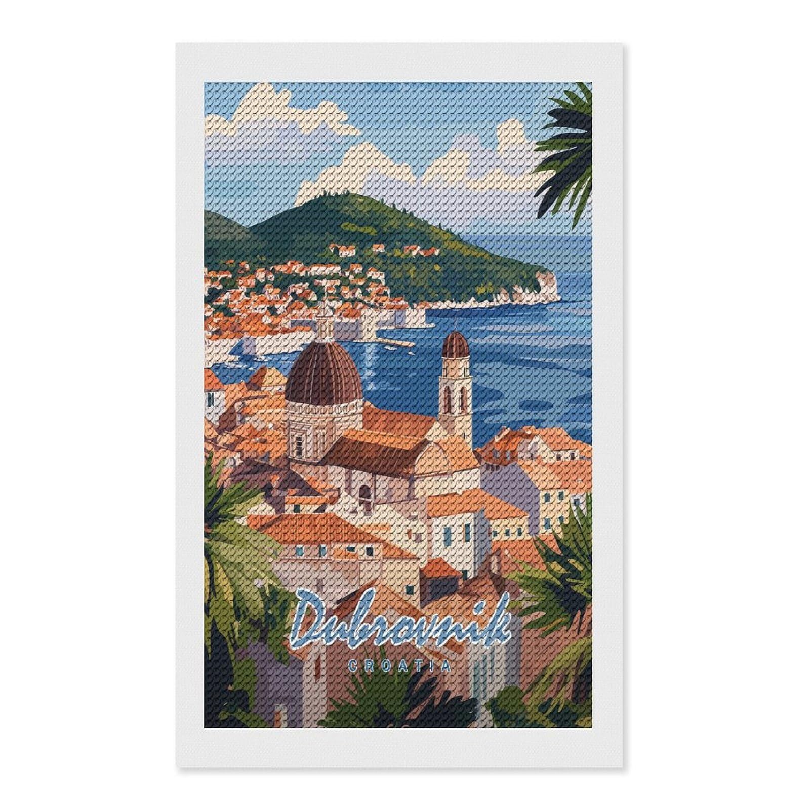 Junmoney Dubrovnik, Croatia Travel (2) Full Drill Diamond Painting Kit 12"x20", for Teens, Calming Craft to Unwind, Home Wall Decor, Christmas Gift