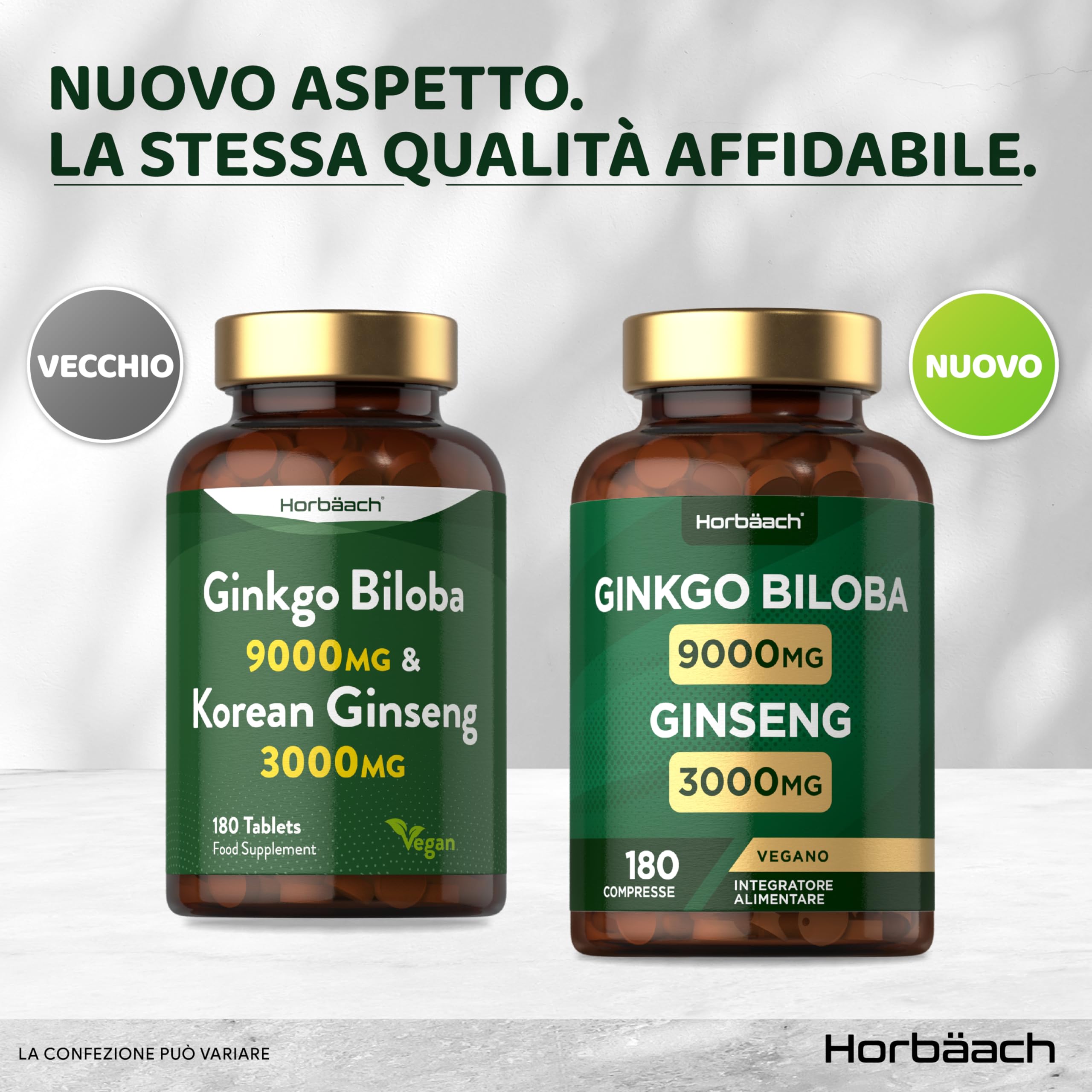 Ginkgo Biloba e Ginseng Integratore 12000mg | 180 Compresse Vegane | Ginkgo 9000 mg e Radice di Ginseng Coreano 3000 mg | di Horbaach