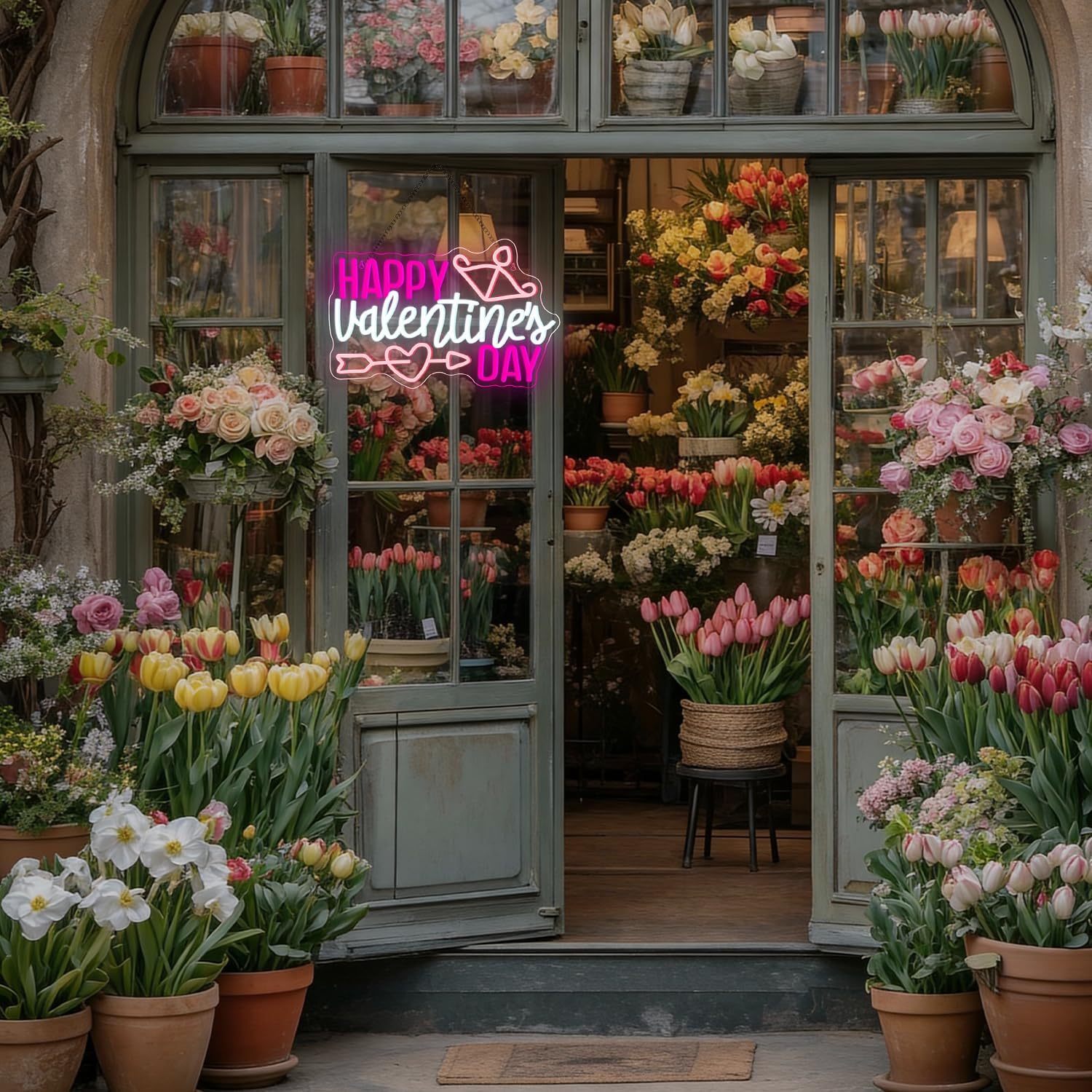 Valentines Day Neon Sign Love LED Sign Light Up Valentines Day Decorations Windows in Bedroom Livingroom Classroom Pink Neon Signs for Wall Decor Cupid Decor Valentine Gifts for Women